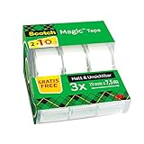 Scotch Magic Klebeband - 3 Handspender 19 mm x 7,5 m - Klebeband für allgemeine Zwecke zur Reparatur, Etikettierung und Versiegelung von Dokumenten