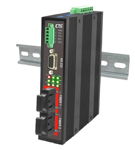 CTCUnion IFC-FDC-SC002 - RS-232, RS-485, RS-422 Over Daisy Chain Dual Port Multi-Mode Fiber Industrial Media Converter, 2Km, 2.5kV Isolation, 0-60 Celsius