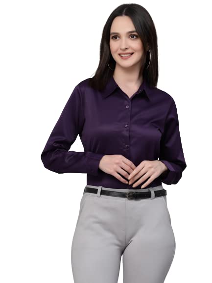 Image of Style Quotient Women Olive Satin Regular Formal Shirt