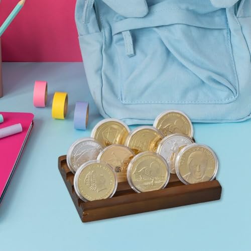 Expositor de monedas de desafio de madera para decorar el escritorio de casa 7