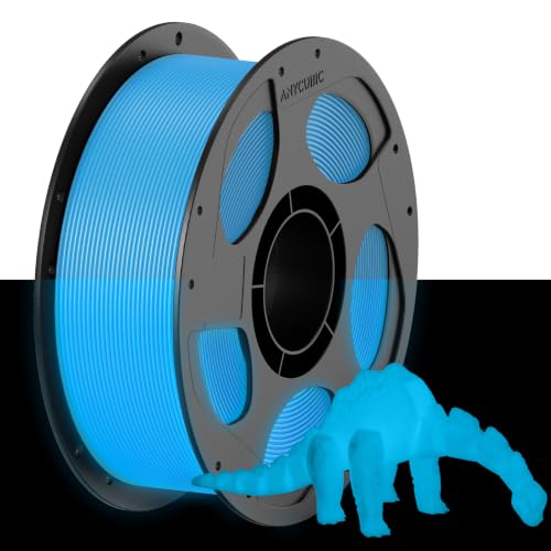 Image of ANYCUBIC PLA 3D Printer Filament, Glow in The Dark, 3D Printing PLA Filament 1.75mm Dimensional Accuracy + /- 0.02mm, 1KG Reusable Spool (2.2 lbs), Blue PLA, Glow Blue