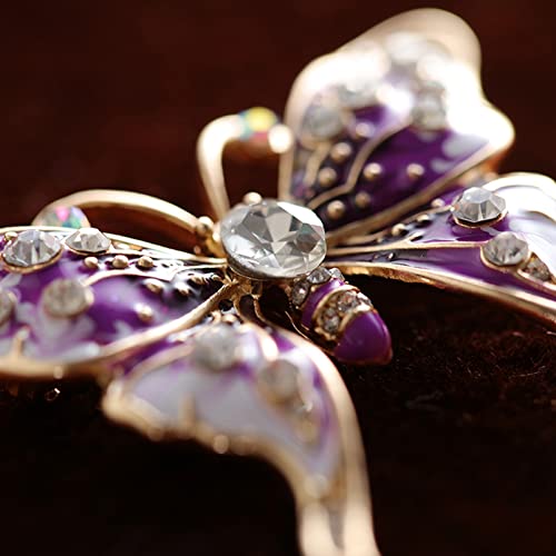 Junyy Temperament Butterfly Rhinestone Crystal Brooch For Women Girls Dainty Silk Scarf Buckle Animal Corsage Pins(Purple) One Size #TOP3