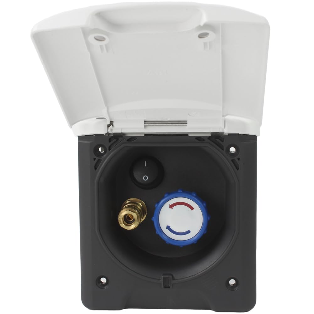 Generisch ABL - Toma de agua para exteriores, manguera de ducha para autocaravana, caravana o caravana, grifo mezclador + interruptor, color blanco