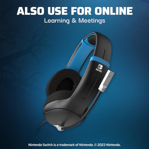 Image of PDP Gaming AIRLITE Stereo Headset with Mic for Nintendo Switch /Lite /OLED - Wired Power Noise Cancelling Microphone, Lightweight, Soft Comfort On Ear Headphones (Moonlight Black /Blue)