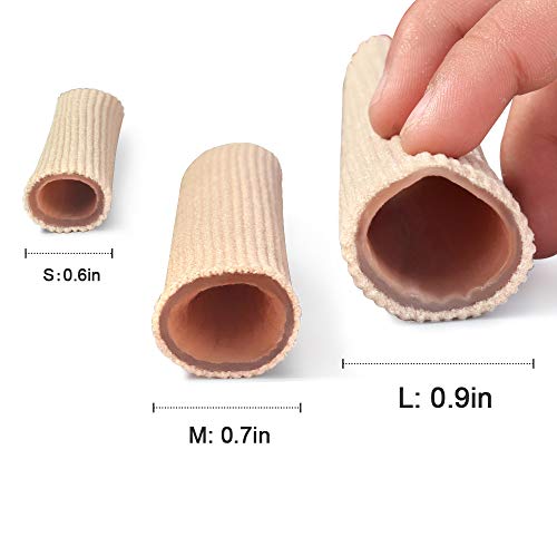 Cuttable Toe Tubes Sleeves 5 Pack, Made Of Elastic Fabric Lined With Silicone Gel. Toe Sleeve Protectors Relief Toe Pressure Pain, Corn And Calluses Remover #TOP7