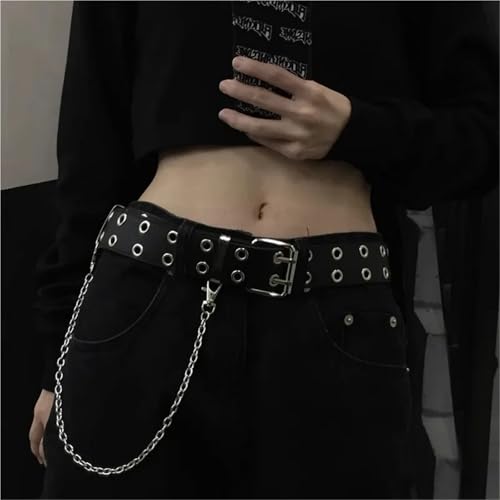 Fashion Alloy Women Belts Chain Luxury For Genuine Leather Pin Buckle Jeans Decorative Ladies Retro Decorative Punk2