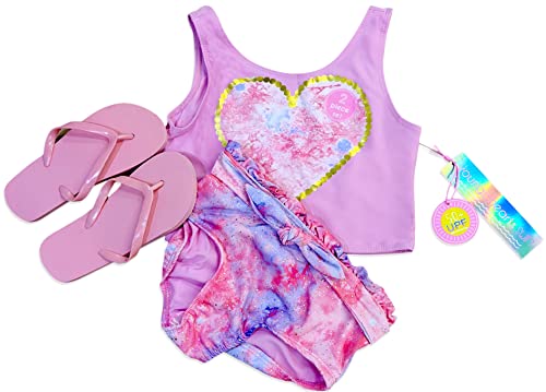 Bathing Suits for Girls - Beach Swimsuits - Tankini Top & Bikini Bottom Kids Bathing Suits for Swimming & Bathing (2-Piece)2
