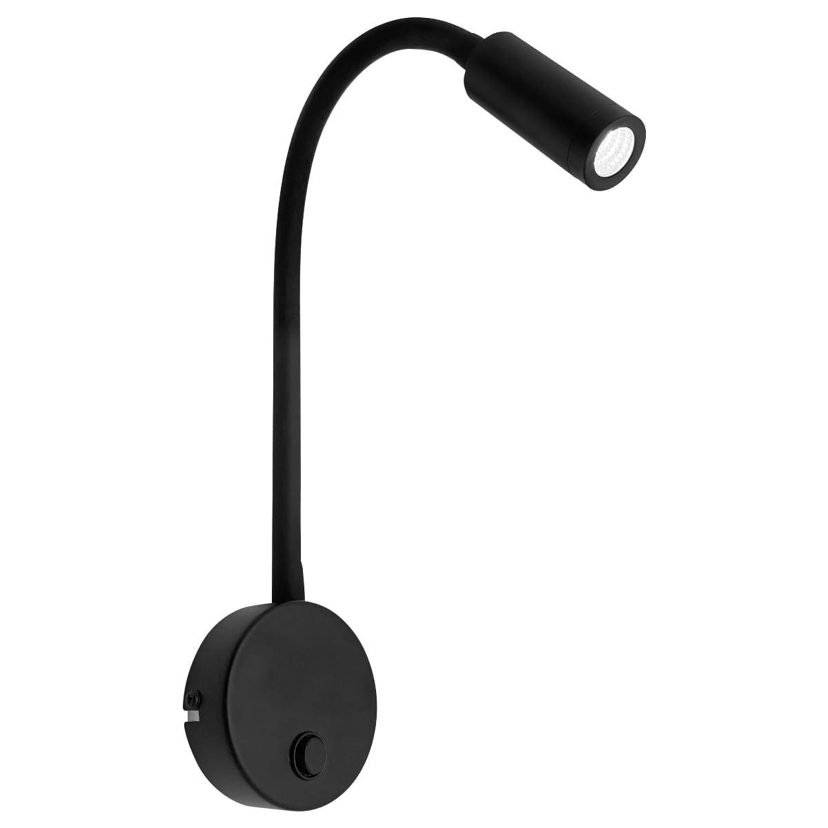 Long Life Lamp Company Adjustable Black Wall Mounted Reading Light with Flexible Arm Cool White (Black BW04)