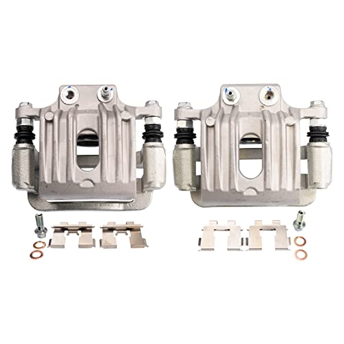 Image of TRQ Rear Brake Caliper Set Zinc Coated Hardware Brackets Compatible with 2007-2009 Hyundai Santa Fe