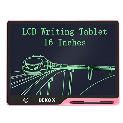 Image of Plastic 16 Inch USB Rechargeable Drawing Tablet Doodle Board for Kids, Reusable Electronic Drawing Pads Educational Toys for Girls, Educational Birthday Gift, Drawing Pad for Teen Girl (Pink)