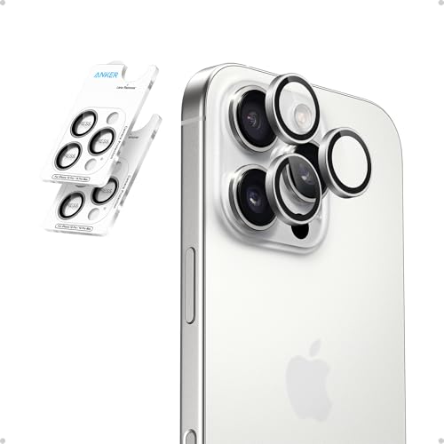Anker Camera Lens Protector for iPhone 16 Pro/16 Pro Max, 2-Pack HD and Ultra-Durable ShieldX Glass, Easy Installation, Exclusively for iPhone 16 Pro/16 Pro Max (Silver) iPhone 16 Pro/16 Pro