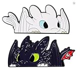 Cartoon Dragons Nightfury and Lightfury 1.85 Inches Wide Set of 2 Metal Enamel Pins