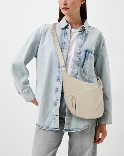 Image of Lushandy Nylon Crescent Crossbody Bags for Women, Medium Slouchy Hobo Crossbody Bag Checkered Purse Luna Bag for Travel