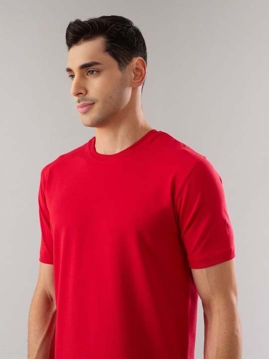 Image of Men's Plain Cotton Crew Neck T-Shirt Regular Fit Short Sleeve Tee