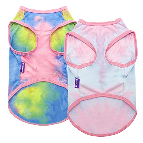 Cyeollo 2 Pack Dog Shirt Tie Dye Sun Protection Dog Summer Tank Top Vest Stretchy Breathable T Shirts Dog Clothes For Small Dogs #TOP5