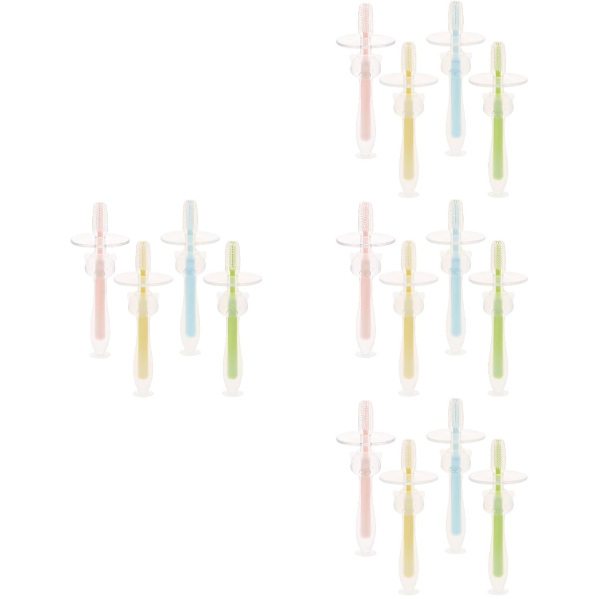 FRCOLOR 16pièces Brosse à Dents Silicone Pour Garçon Fille De Brosses Dentaires Avec Base Antidérapante Hygiénique Et Doux Pour Gencives Sensibles Pour Établir De Bonnes Habitudes De