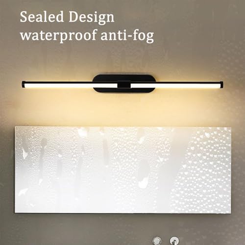 Apliques de pared LED para baño IP44 negro de 60cm con luz blanca 2