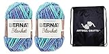 Bernat Blanket Big Ball Ocean Shades 161110-10776 (2-Skeins - Same Dye Lot) Weight S Bulky #6 Polyester Yarn for Crocheting and Knitting with Project Bag