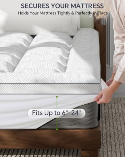 3 Inch King Mattress Topper Bamboo Viscose Thick Pillow Top Mattress Pad - image 6