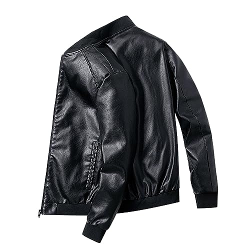Veste en Cuir Homme Simili Jean Automne Blousons Retro Moto Manteau Perfecto Sherpa Blouson Punk Jacket Vintage Legere Bombers Mi Saison Noir