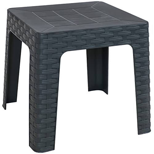 Sunnydaze 18-Inch Square Indoor/Outdoor Plastic Side Table - Set Of 2 Tables - Gray #TOP5