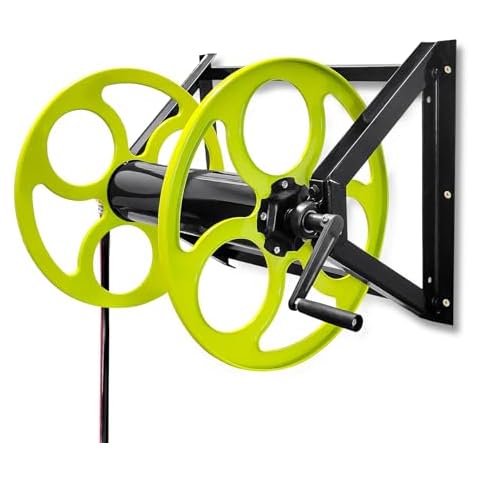 Stainless Steel Garden Hose Reel for 5/8" Hoses Reel with Crank Handle Hose Reel Wall Mount 3/4 in Brass Fitting for Hassle-free Outdoor ， Holds up to 400-Ft (With 5 FT Hose included) Cover