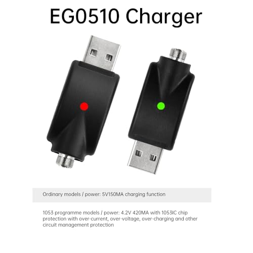 Image of diymore USB Thread Cable,Smart Charger Cable,Smart 510 USB Charger Cable Adaptor with LED Indicator,Overcharge Protection Adapter with LED Indicator Adapter for Wireless Soldering Iron 2Pcs
