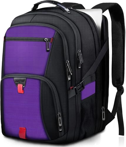 Image of ANTERK Extra Large Backpack, Travel Laptop Backpack, Sturdy TSA Water Resistant 17.3 Inch Carry on Backpacks, Anti Theft Business Computer Backpacks Gifts for Men Women, Purple