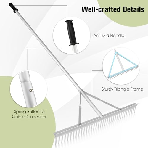TANGZON 36“/91cm Landscape Rake, Heavy-Duty Aluminum Rake with 174 cm Long Handle, Metal Yard Rake Tool for Loosening Soil Landscaping Lawn Care Garden Lake Pond Beach Care 6 TANGZON 36“/91cm Landscape Rake, Heavy-Duty Aluminum Rake with 174 cm Long Handle, Metal Yard Rake Tool for Loosening Soil Landscaping Lawn Care Garden Lake Pond Beach Care - Image 6