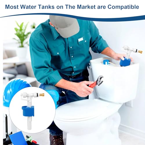Spülkasten Füllventil Universal Schwimmerventil Spülkasten G3/8 und G1/2 Messing Anschluß Spülkasten Ersatzteile Einstellbare Wassermenge für Tief Oder Hochhängende Spülkästen