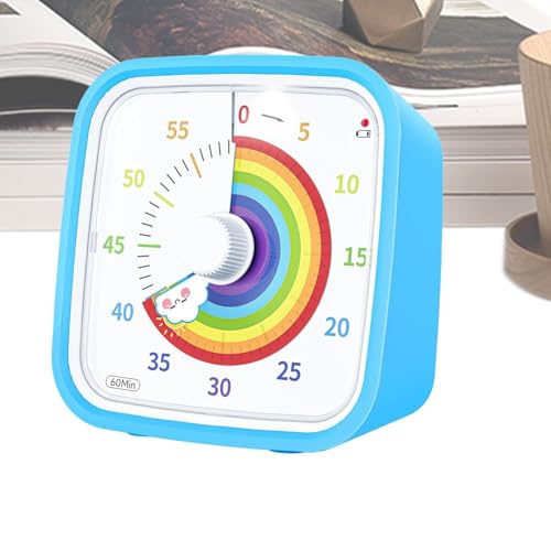 Office Timer - 10x10x6cm PVC Rainbow Disk Visual Countdown Clock Alarm Time Management Device Study Classroom Kitchen Meeting Ro