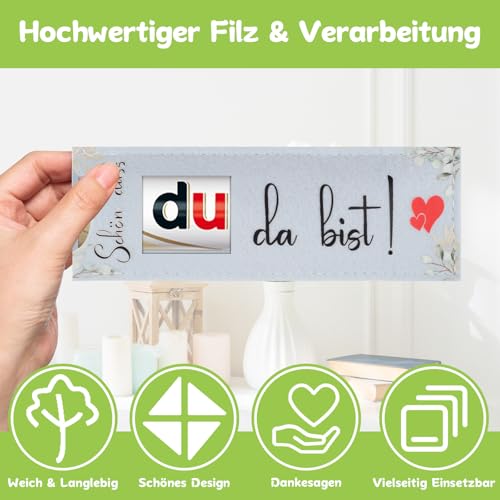 24 Stück Schön, dass du da bist Gastgeschenk für Schokolade Verpackung, Hülle Filz Gastgeschenke Kommunion Konfirmation, Weiß