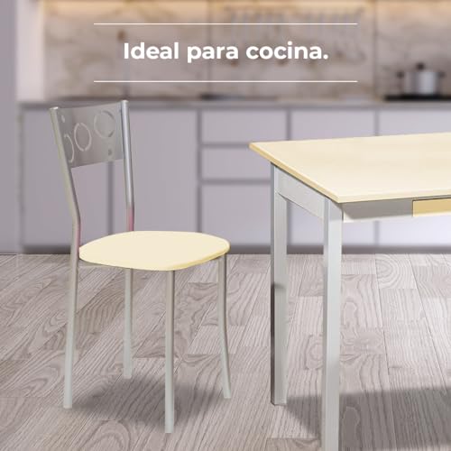 ASTIMESA SCPRBE Dos sillas de Cocina, Metal, Beige, Altura de Asiento 45 cms - imagen 4
