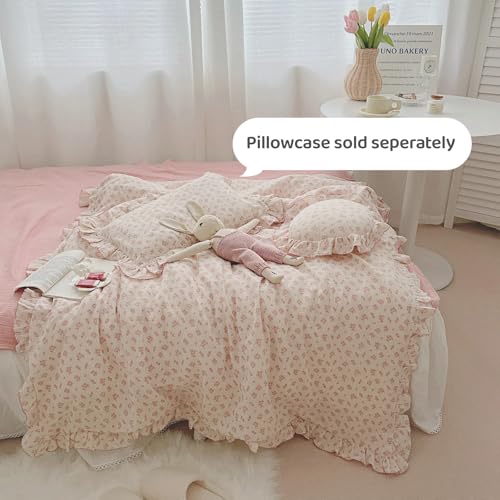 Image of BuLuTu Cute Floral Toddler Duvet Cover Soft Cotton Muslin Duvet Covers for Girls Kids Bedding Comforter Cover, 60 inchx78 inch, Galsang Print (No Filling)