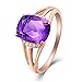 Aeici Bague de Fiançailles Femme en Or Rose 18 K Améthyste Taille Coussin de 1,73 Ct avec Diamant Alliance Violet Or Rose Taille 60