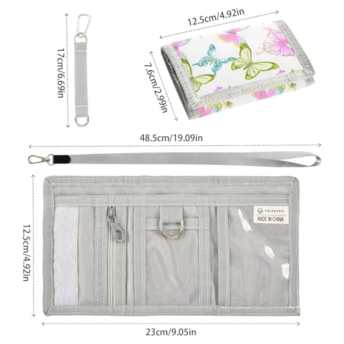 Butterflies White Colorful Kids Wallet for Boys Girls Trifold Outdoor Sport Wallets for Teen Children Youth Wallet with Zippered Coin Pockets Card Holders Front Pocket Wallets with Magic Sticker3