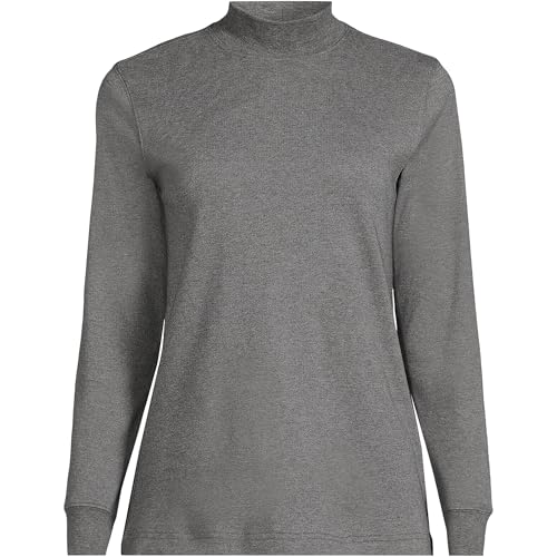 Image of Lands' End Women's Relaxed Cotton Long Sleeve Mock Turtleneck Shirt