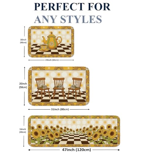 Tapis de cuisine confortable lavable lot de 3 pour soulager les pieds devant l'évier - 3