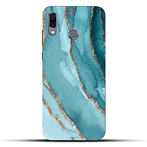 Image of COLORflow Back Cover Compatible with Honor Play | Beautiful Blue Marble Golden Stripes | Designer Printed Hard CASE Bumper Back Cover Compatible with Honor Play