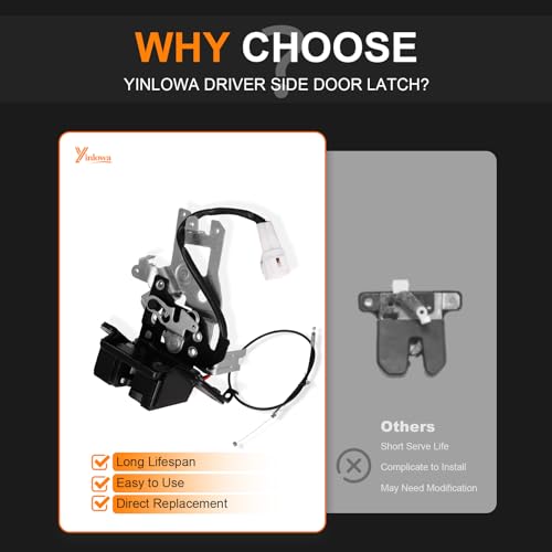 Liftgate Lock Actuator Trunk Latch for 2001-2007 Toyota Sequoia 4.7L Tailgate Hatch Latch Lock Replace 931-861, 64680-0C010, 69301-0C010 Integrated Rear Back Door Lock Actuator Assembly with Cable