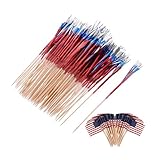 Yardenfun 200 Pièces Piques Apéritives Drapeau Américain Piques Feu Artifice Décoration Fruit Gâteau et Cocktail pour Fête