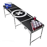 Beercup Bierpong Tische, Beer Pong Set für Partyspiele, Beerpong Tisch Klappbar & Höhenverstellbar, Beer Pong Tisch mit Bierpong Red Cups-Becherhalter, Bierpong Tisch Wasserfest, Bierpongtische