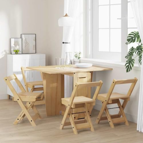 Conjunto de comedor ahorra espacio plegable en madera marrón cera 3