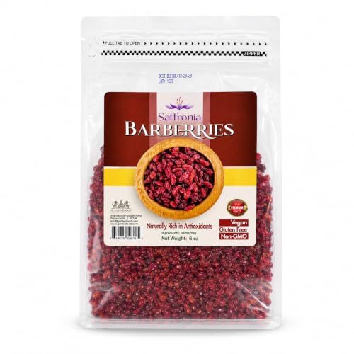 Saffronia Premium Dried Barberries, 6 oz, Gluten Free, Non-GMO, Zereshk