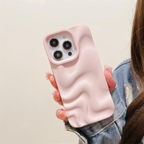 Coque iPhone 11 rose couleur bonbon protectrice vague 3D argentée