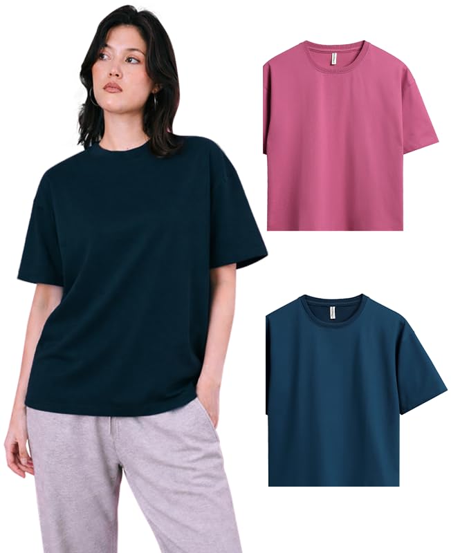Image of Sleepynuts Women Oversized T-Shirt 220 GSM Heavyweight Cotton Rich Baggy Fit Drop Shoulder Round Neck Half Sleeve