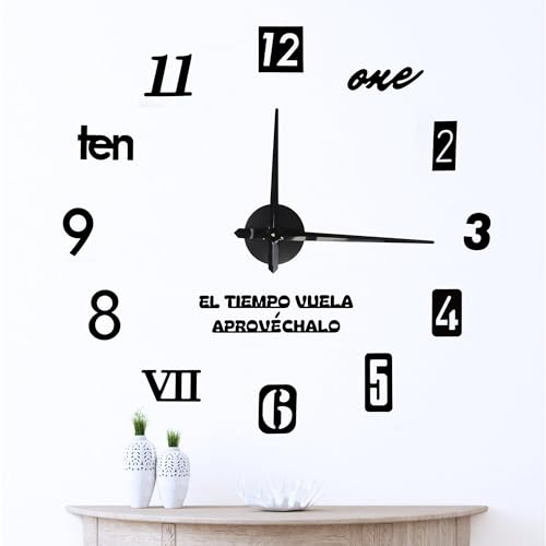 ELTI SHOP Reloj de Cocina y Salon De Pared 3D DIY :Estilo Moderno y Precisión para tu Hogar, No Puede Faltar En El Comedor y Oficina, Tamaño 60/110 cm, Super silencioso y preciso.NO Incluye Pi