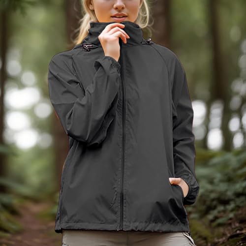 TANGNADE Rain Coats for Women Lightweight Packable Waterproof Rain Jacket with Hood Outdoor Active Portable Windbreaker2