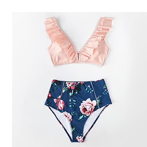 Bikini à volant floral CLSDRZC : maillot deux pièces fleuri pour femme