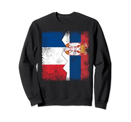Banderas de Francia Serbia | Medio Serbio Raíces Francesas Vintage Sudadera